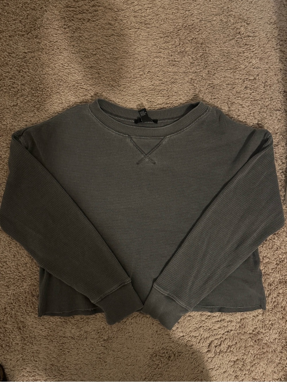 Forever 21 Charcoal Waffle Crewneck Sweater